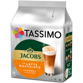 8711000504802 Tassimo Jacobs LatteMacchiatoCaramel FRONT RIGHT
